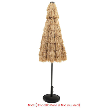 9 Feet Solar Powered Thatched Tiki Patio Umbrella with Led Lights., Natural - Gallery Canada