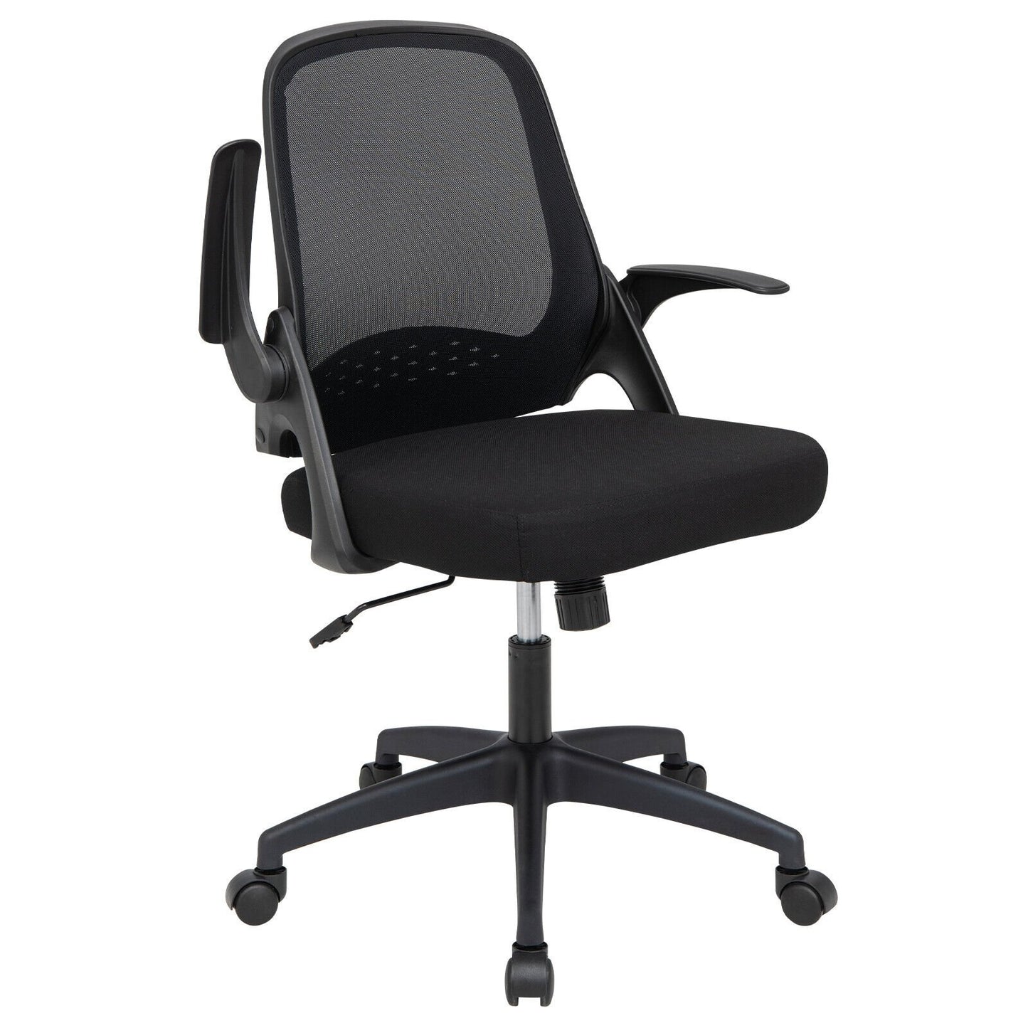 Adjustable Mesh Office Chair Rolling Computer Desk Chair with Flip-up Armrest, Black Mesh Chairs   at Gallery Canada