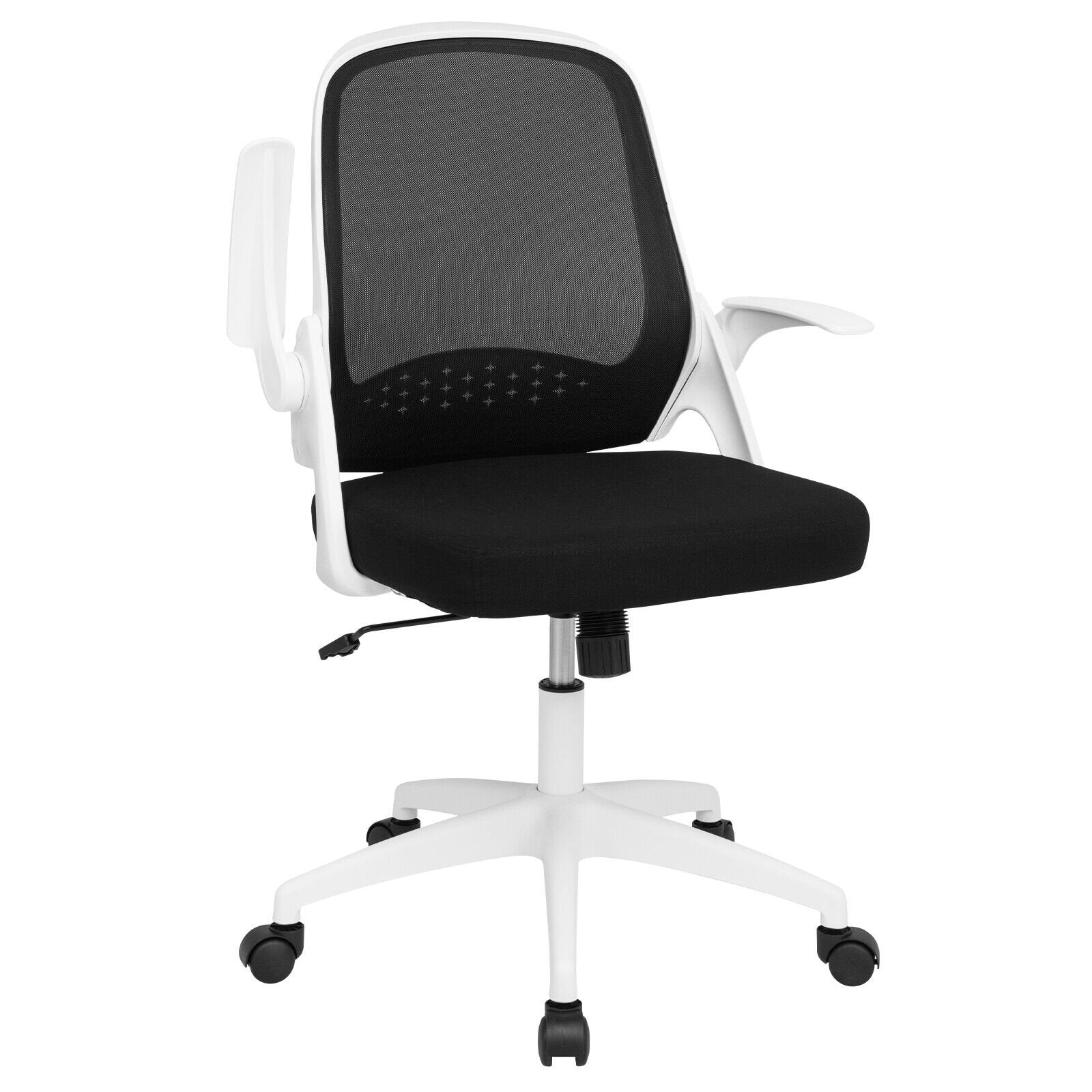 Adjustable Mesh Office Chair Rolling Computer Desk Chair with Flip-up Armrest, White - Gallery Canada