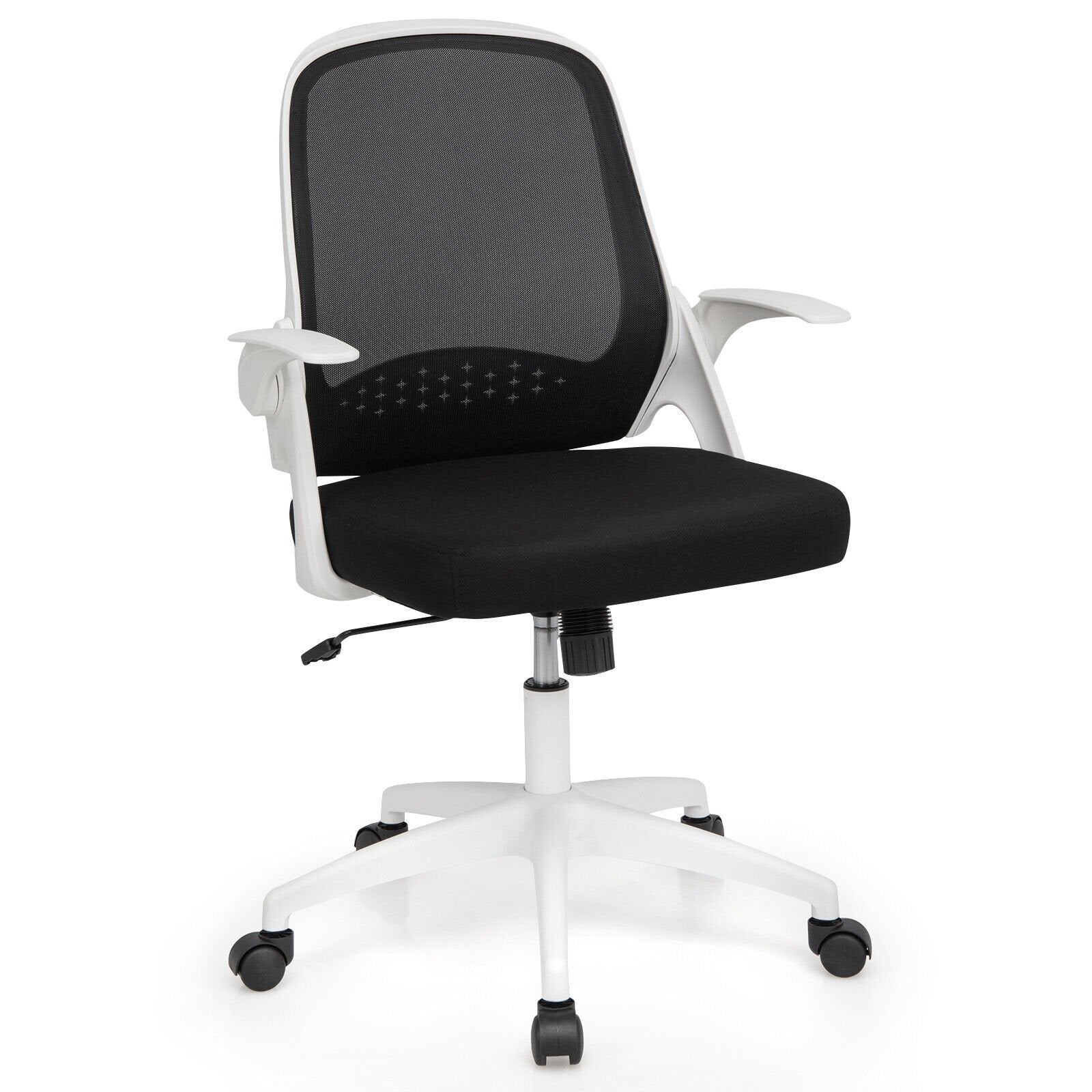 Adjustable Mesh Office Chair Rolling Computer Desk Chair with Flip-up Armrest, White Mesh Chairs   at Gallery Canada