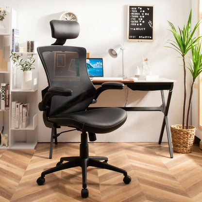 High-Back Executive Chair with Adjustable Lumbar Support and Headrest, Black Ergonomic Chairs   at Gallery Canada