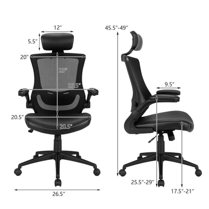 High-Back Executive Chair with Adjustable Lumbar Support and Headrest, Black Ergonomic Chairs   at Gallery Canada