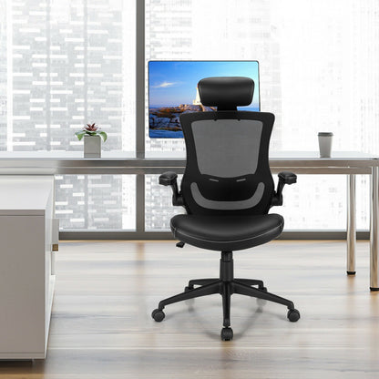 High-Back Executive Chair with Adjustable Lumbar Support and Headrest, Black Ergonomic Chairs   at Gallery Canada