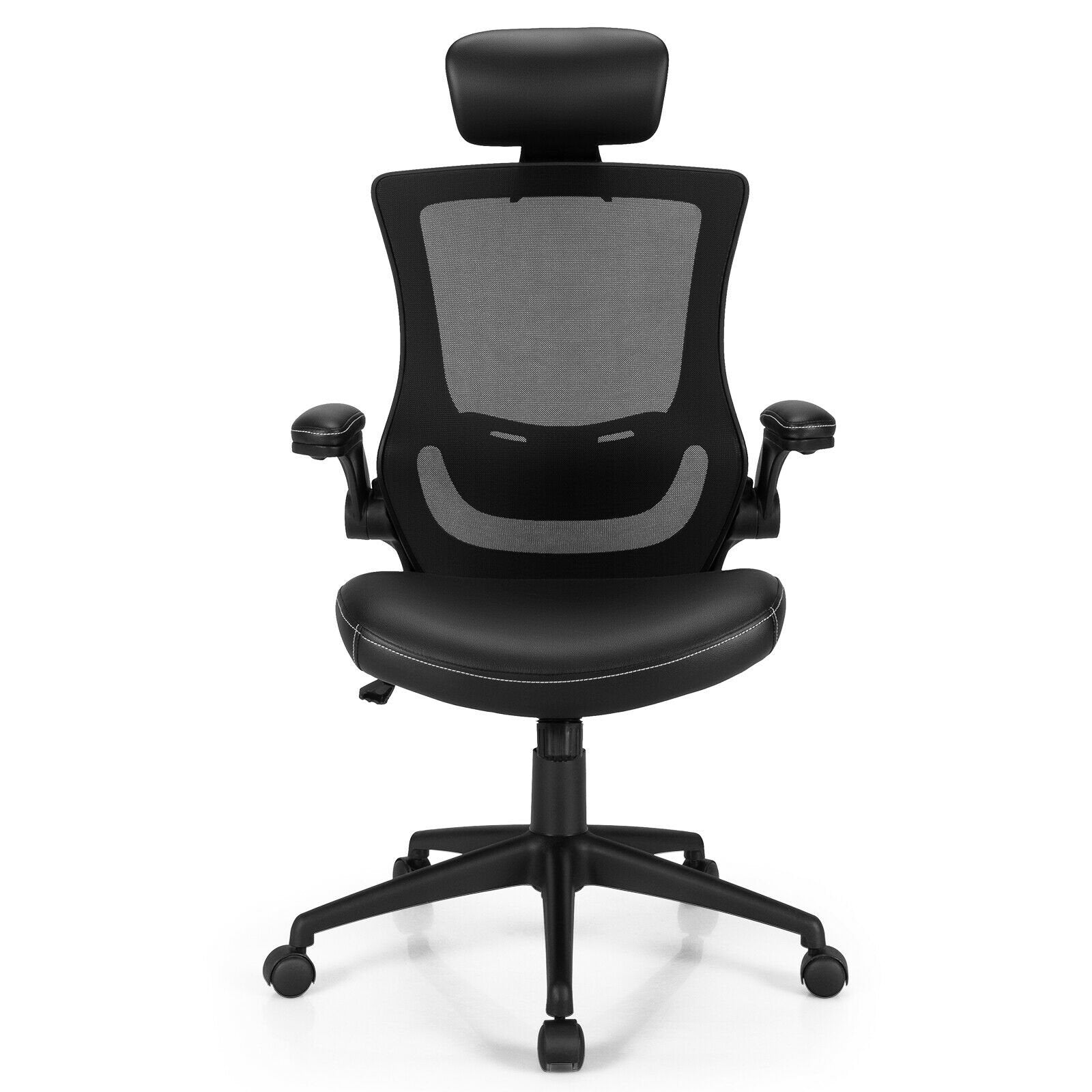 High-Back Executive Chair with Adjustable Lumbar Support and Headrest, Black Ergonomic Chairs   at Gallery Canada