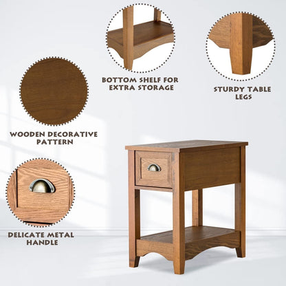 Set of 2 Contemporary Side End Table with Drawer, Natural End & Side Tables   at Gallery Canada