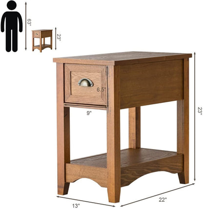 Set of 2 Contemporary Side End Table with Drawer, Natural End & Side Tables   at Gallery Canada