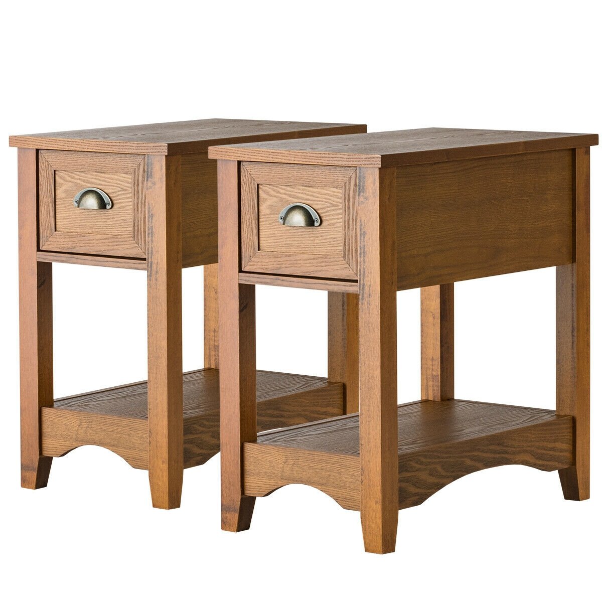 Set of 2 Contemporary Side End Table with Drawer, Natural End & Side Tables   at Gallery Canada