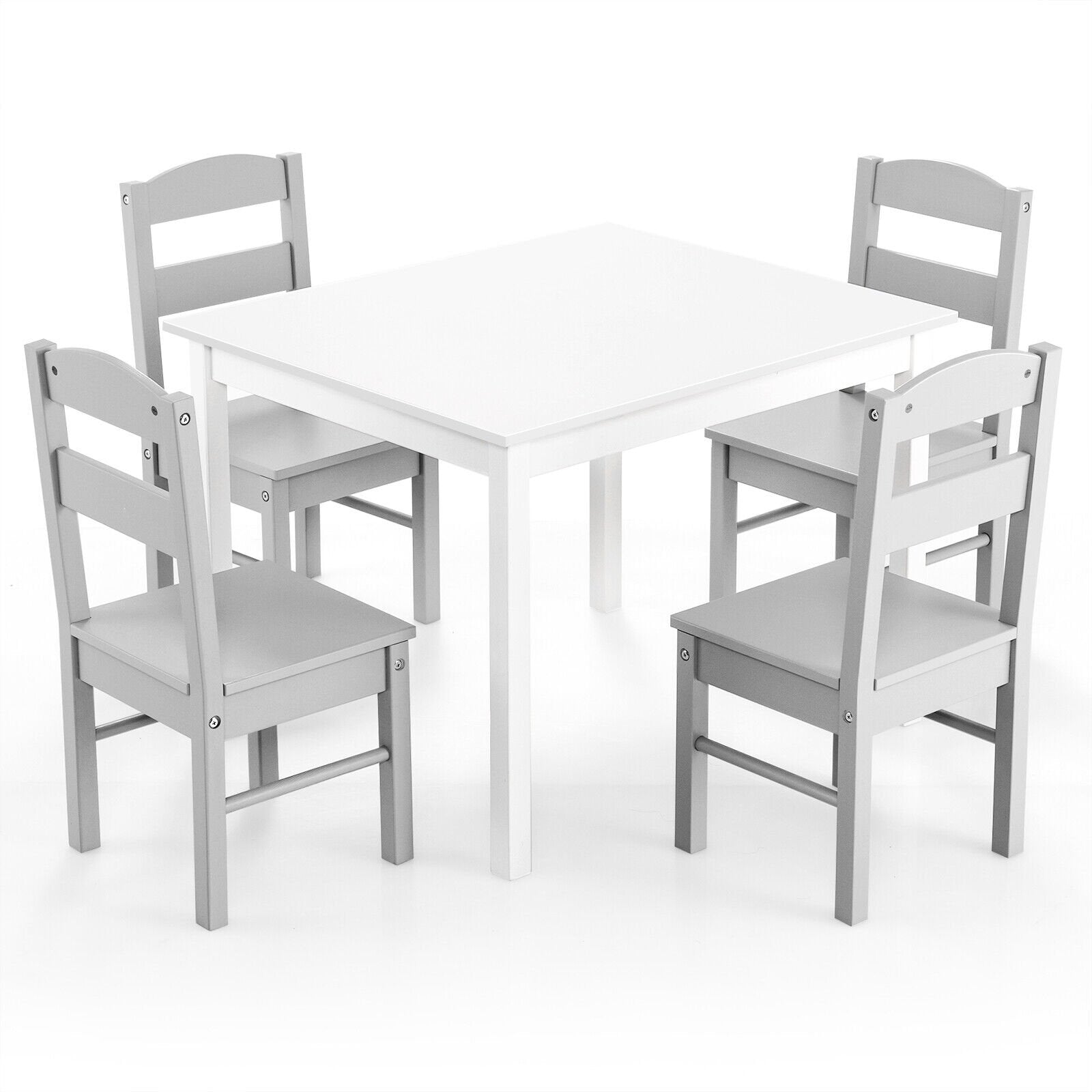 Kids 5 Piece Table and Chair Set Wooden Children Activity Playroom Furniture Gift, White Kids Table & Chair Sets   at Gallery Canada