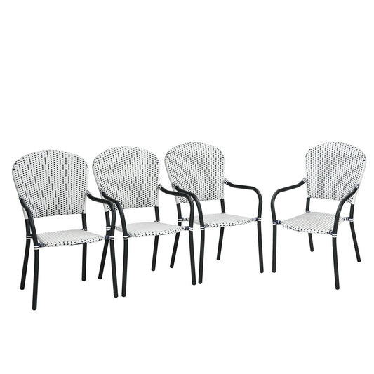 Set of 4 Patio Rattan Stackable Dining Chair with  Armrest for Garden, White Patio Dining Chairs   at Gallery Canada