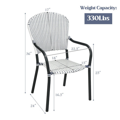 Set of 4 Patio Rattan Stackable Dining Chair with  Armrest for Garden, White Patio Dining Chairs   at Gallery Canada