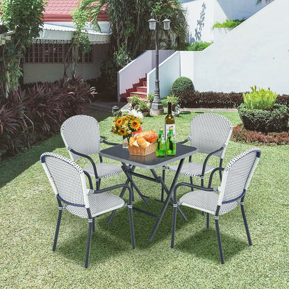 Set of 4 Patio Rattan Stackable Dining Chair with  Armrest for Garden, White Patio Dining Chairs   at Gallery Canada