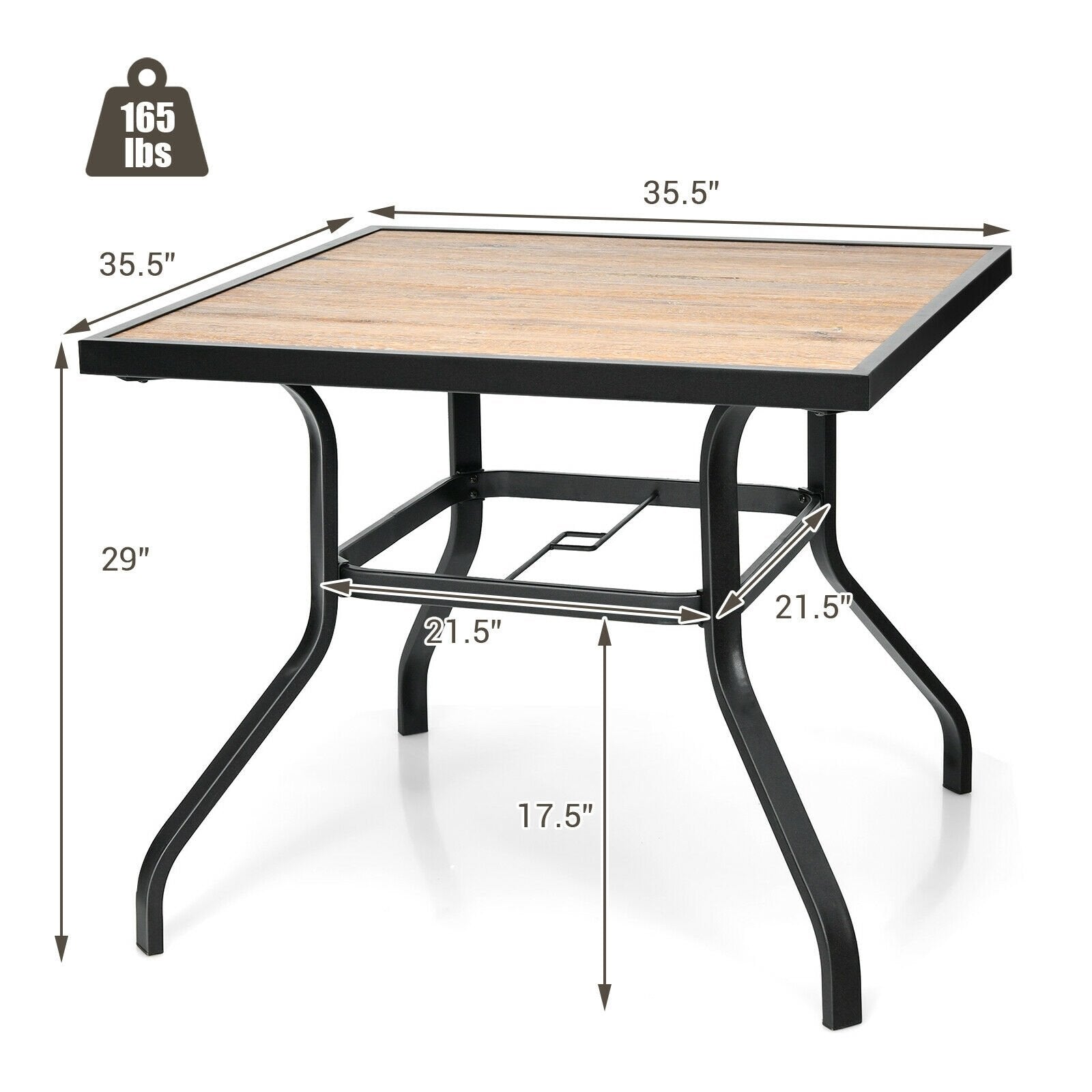 Patio Metal Square Dining Table for Garden and Poolside, Black Patio Dining Tables   at Gallery Canada