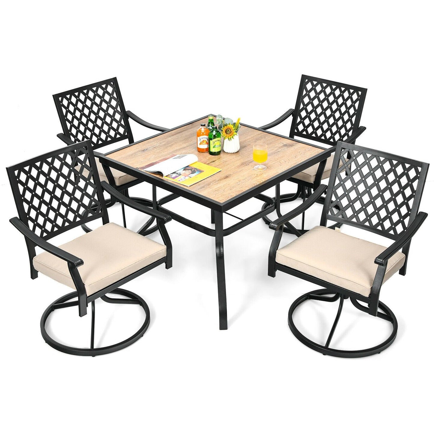 Patio Metal Square Dining Table for Garden and Poolside, Black Patio Dining Tables   at Gallery Canada