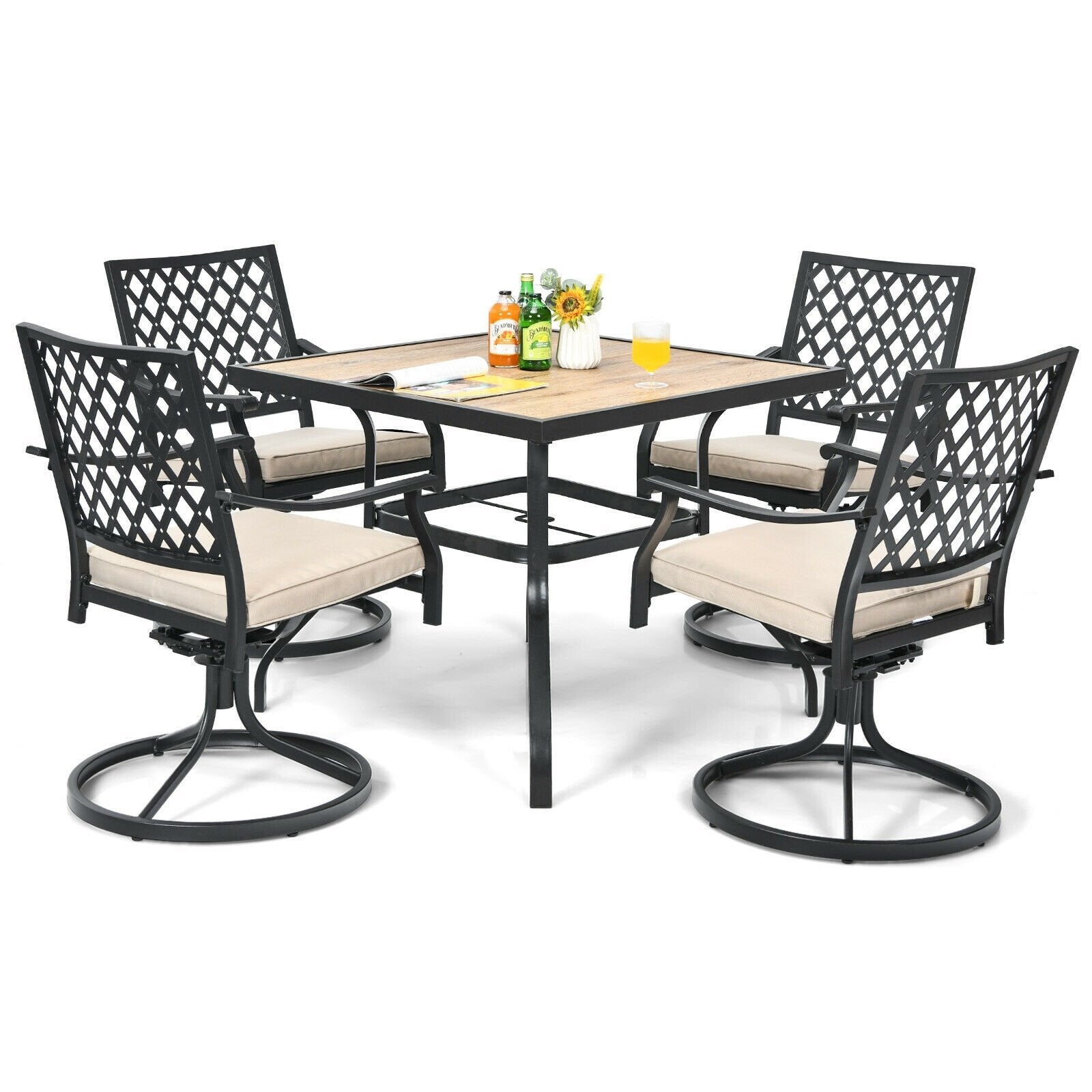 Patio Metal Square Dining Table for Garden and Poolside, Black Patio Dining Tables   at Gallery Canada