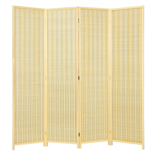 6 ft 4 Panel Portable Folding Room Divider Screen, Natural