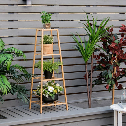 4-Potted Bamboo Tall Plant Holder Stand, Natural - Gallery Canada