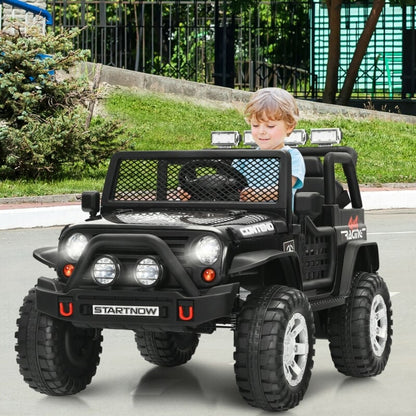 12V Kids Remote Control Electric  Ride On Truck Car with Lights and Music, Black Powered Ride On Toys   at Gallery Canada