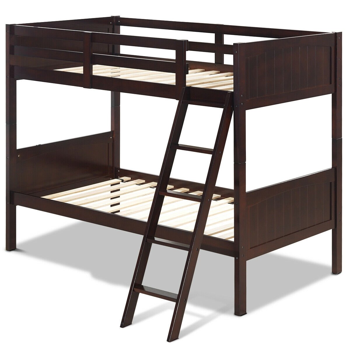 Twin Size Wooden Bunk Beds Convertible 2 Individual Beds, Brown Bunk Bed Frame   at Gallery Canada