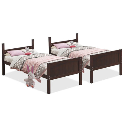 Twin Size Wooden Bunk Beds Convertible 2 Individual Beds, Brown - Gallery Canada