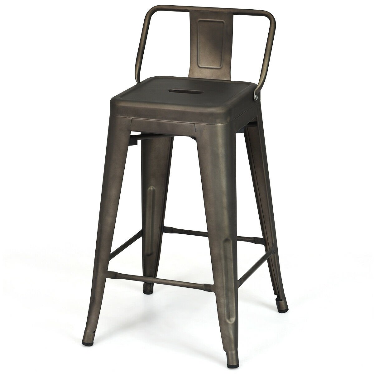 4 Pieces Cafe Side Chair Set with Rubber Feet and Removable Back, Gun Bar Stools   at Gallery Canada