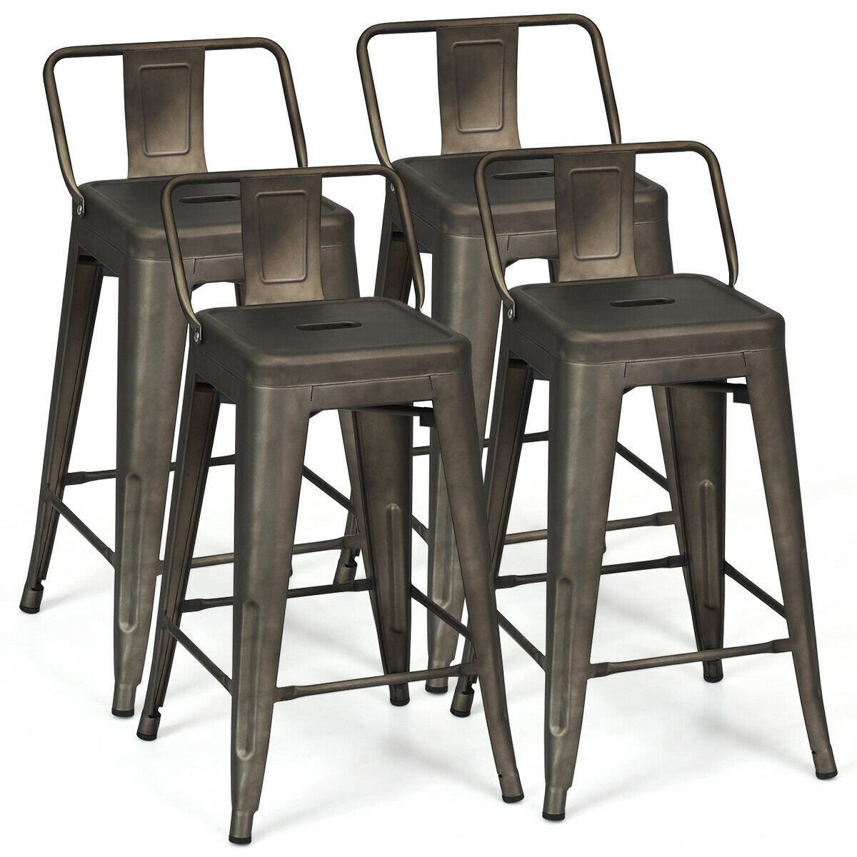 4 Pieces Cafe Side Chair Set with Rubber Feet and Removable Back, Gun Bar Stools   at Gallery Canada