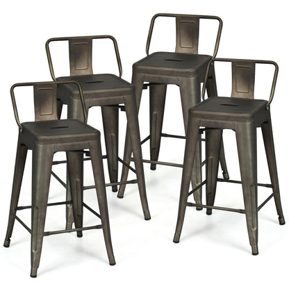 4 Pieces Cafe Side Chair Set with Rubber Feet and Removable Back, Gun Bar Stools   at Gallery Canada