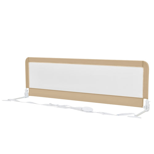 71 Inch Extra Long Swing Down Bed Guardrail with Safety Straps, Beige