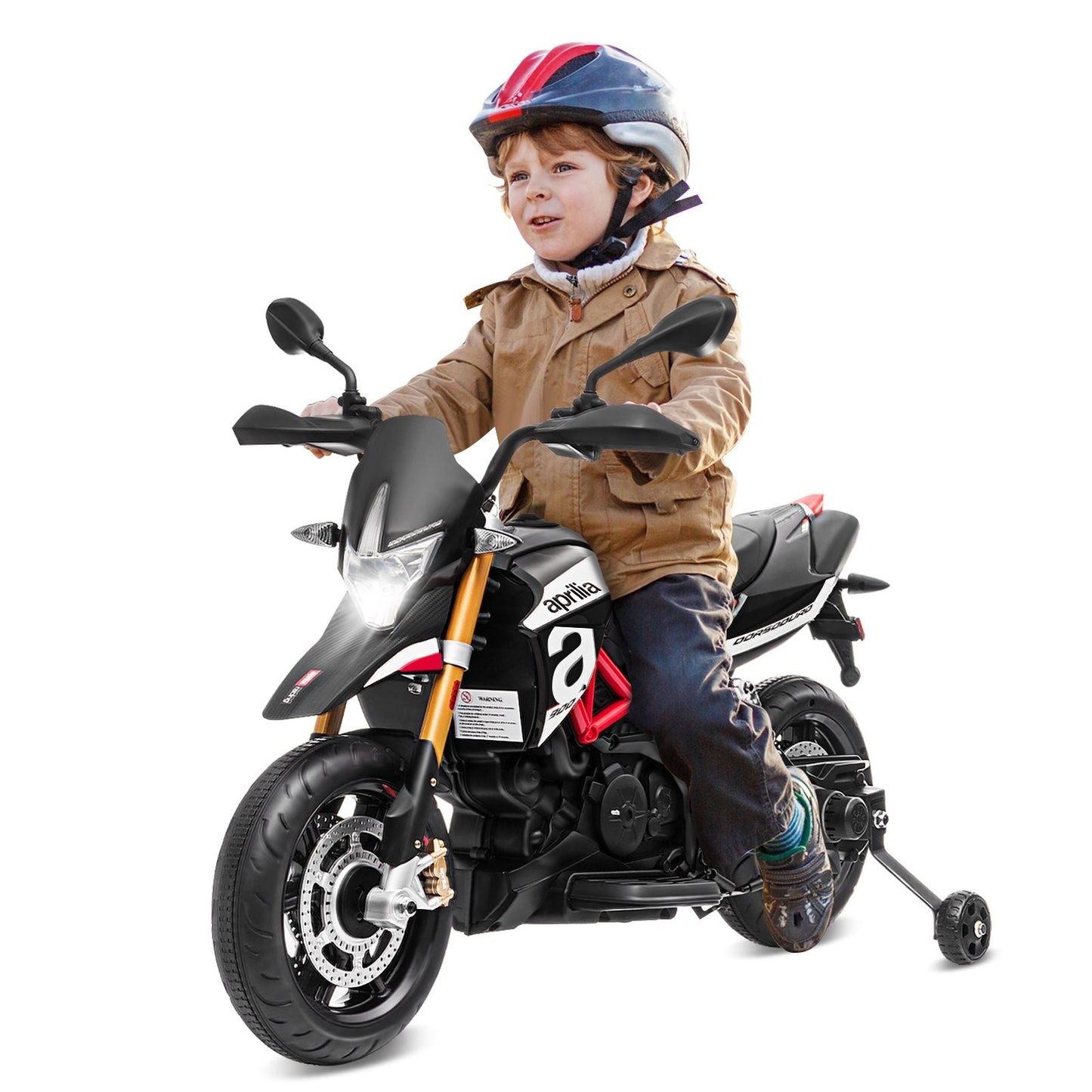 Aprilia Licensed 12V Kids Ride-On Motorcycle, Black Powered Ride On Toys   at Gallery Canada