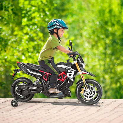 Aprilia Licensed 12V Kids Ride-On Motorcycle, Black Powered Ride On Toys   at Gallery Canada