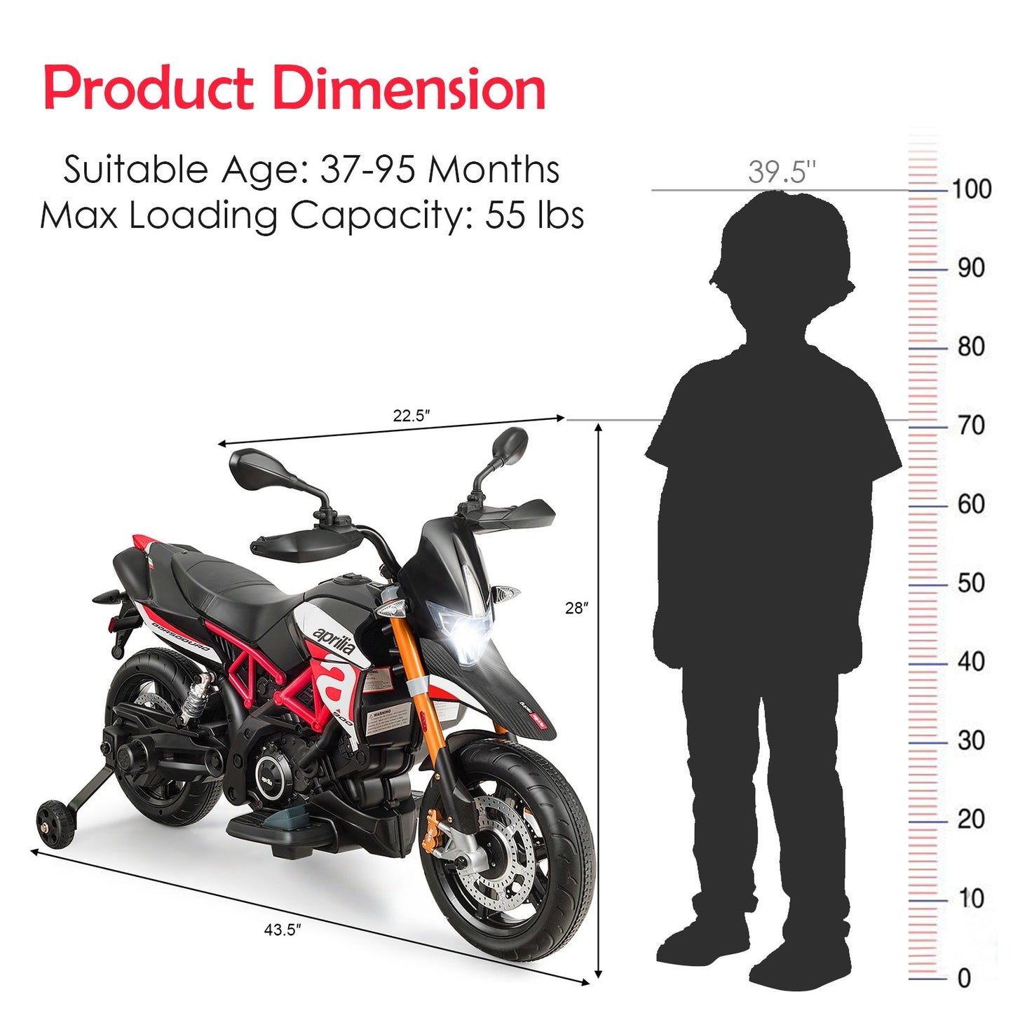 Aprilia Licensed 12V Kids Ride-On Motorcycle, Red - Gallery Canada