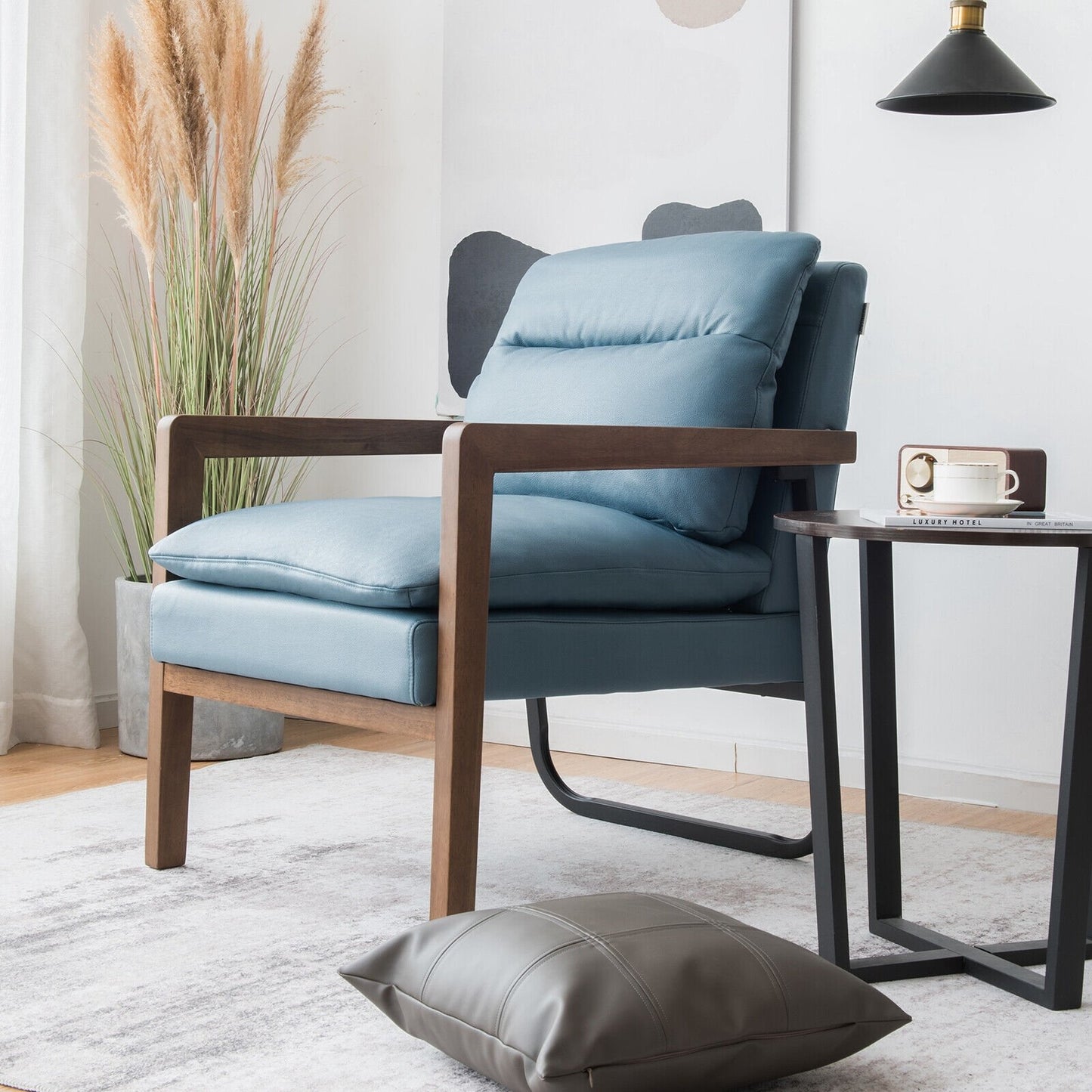 Single Sofa Chair with Extra-Thick Padded Backrest and Seat Cushion, Blue Accent Chairs   at Gallery Canada