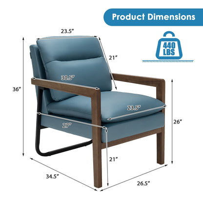 Single Sofa Chair with Extra-Thick Padded Backrest and Seat Cushion, Blue Accent Chairs   at Gallery Canada