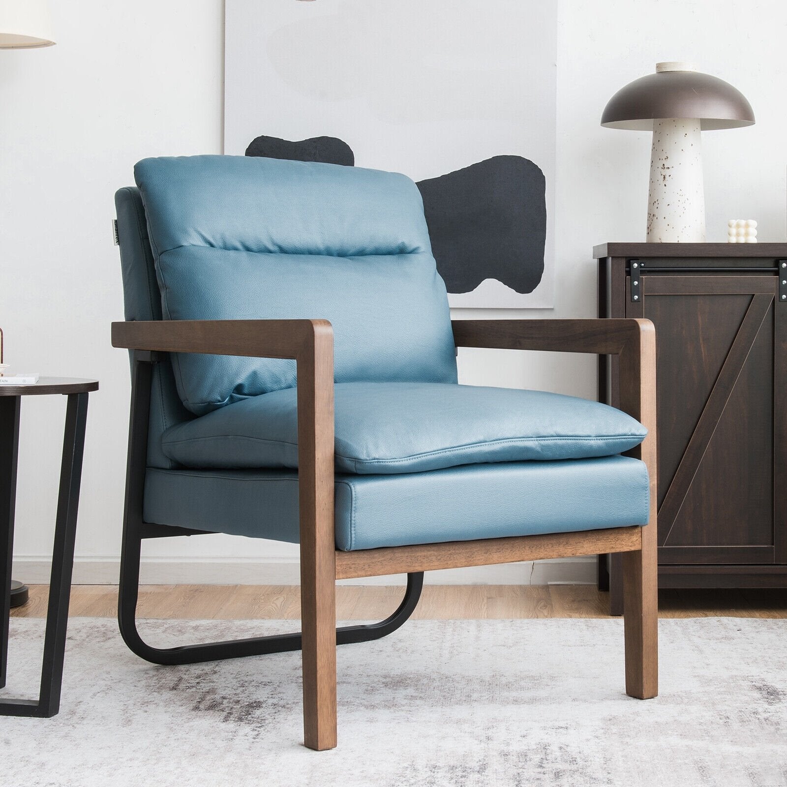 Single Sofa Chair with Extra-Thick Padded Backrest and Seat Cushion, Blue Accent Chairs   at Gallery Canada