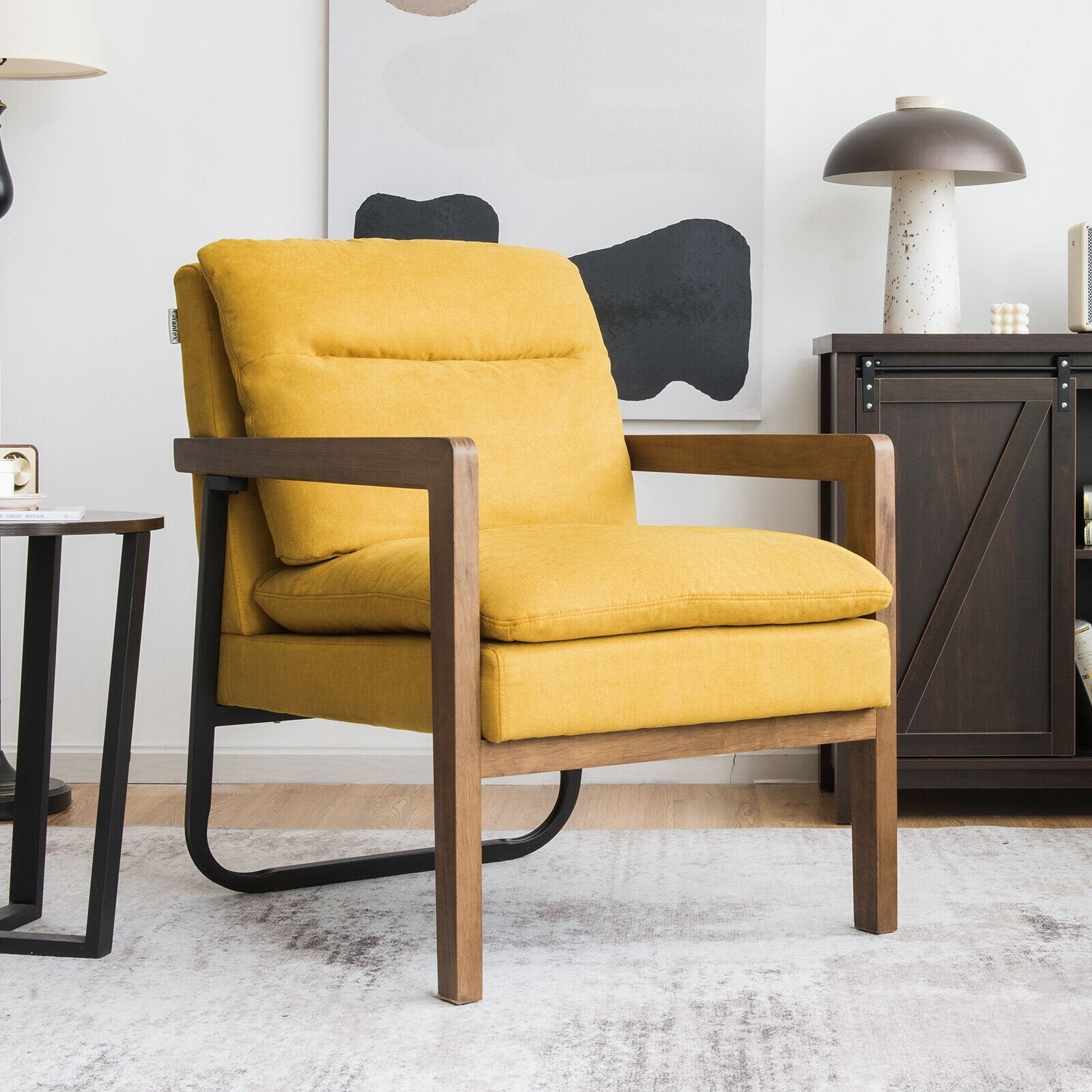 Single Sofa Chair with Extra-Thick Padded Backrest and Seat Cushion, Yellow Accent Chairs   at Gallery Canada