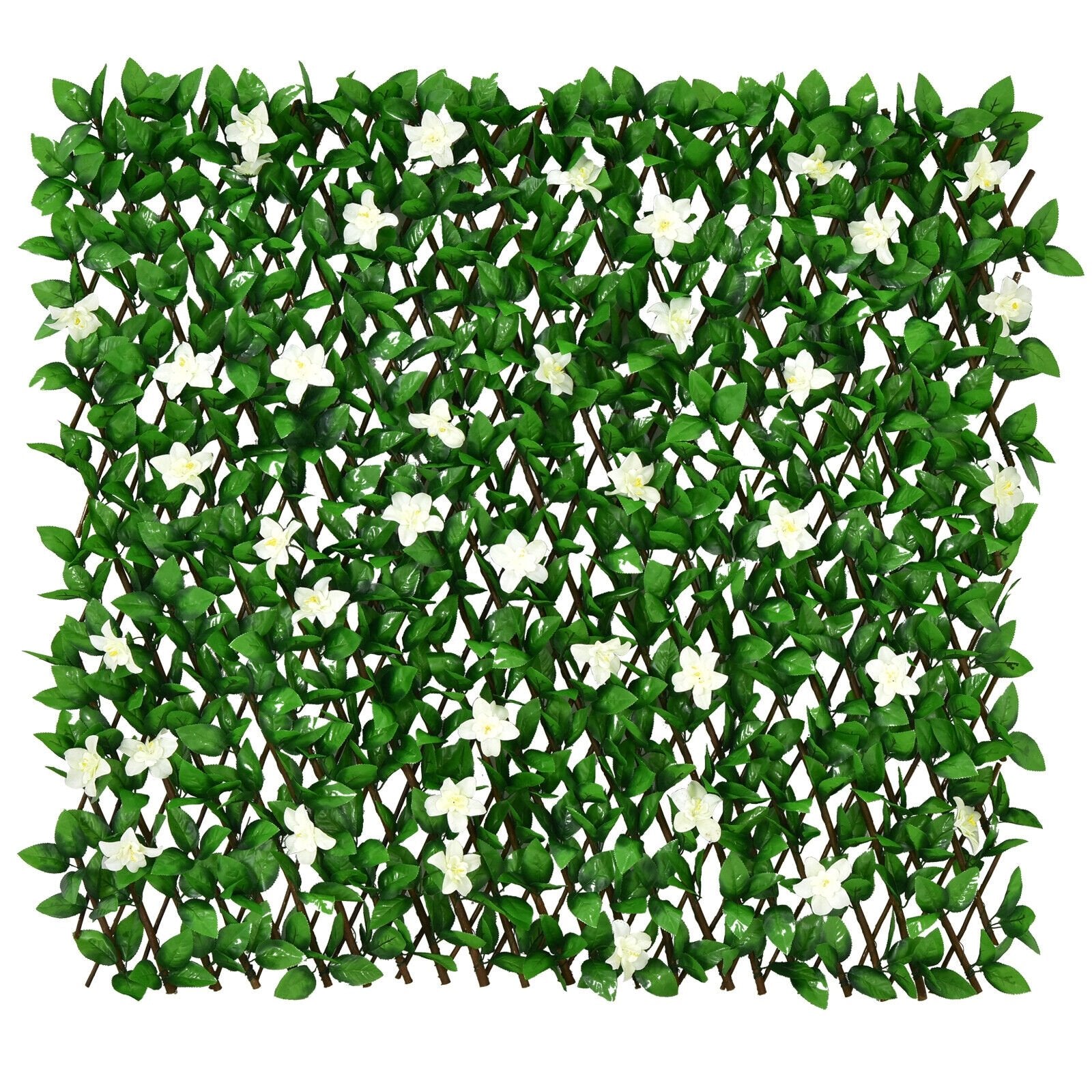 4 Pieces Expandable Faux Ivy Privacy Screen Fence Panel Pack with Flower, White Decorative Fencing & Flooring   at Gallery Canada