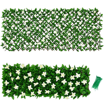 4 Pieces Expandable Faux Ivy Privacy Screen Fence Panel Pack with Flower, White Decorative Fencing & Flooring   at Gallery Canada