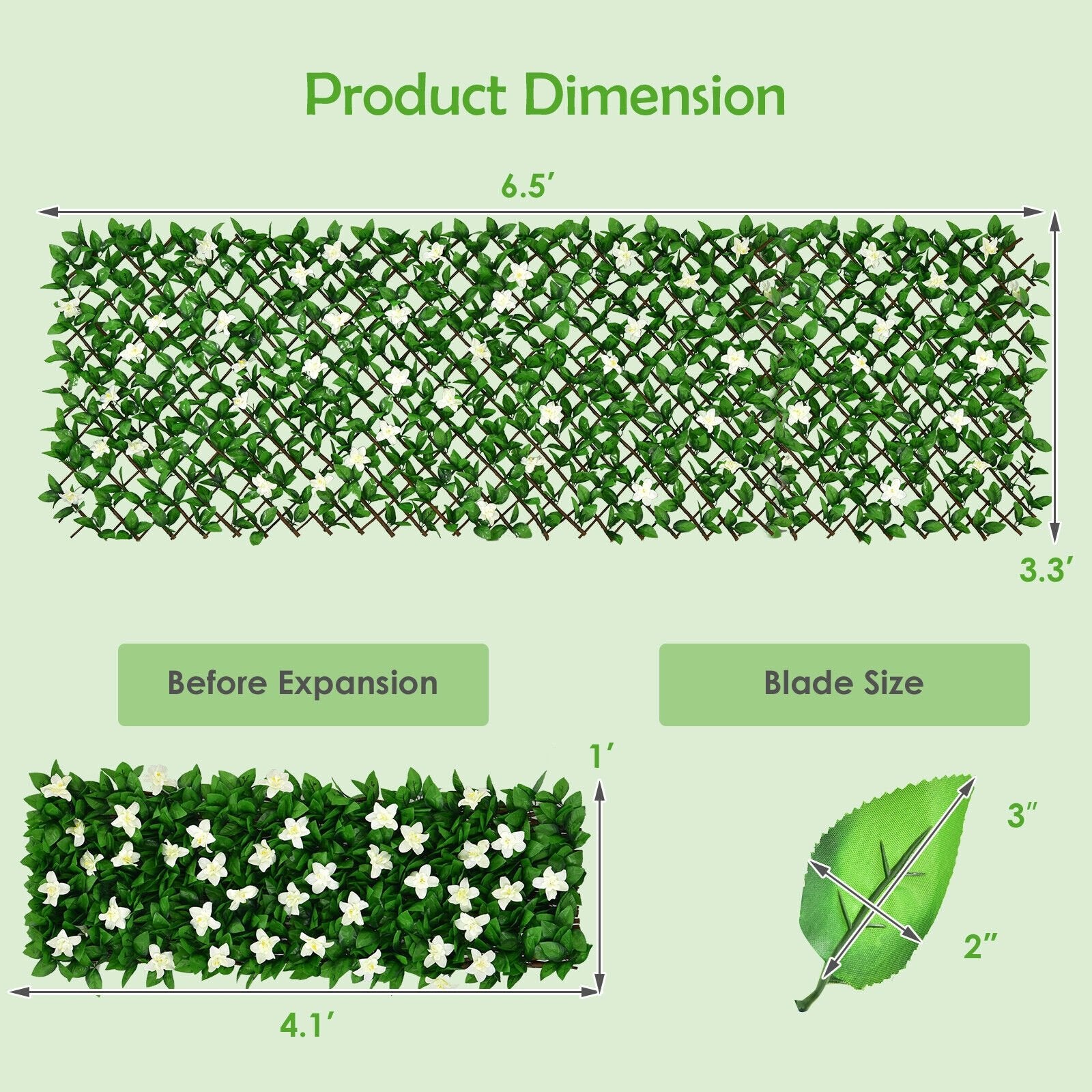 4 Pieces Expandable Faux Ivy Privacy Screen Fence Panel Pack with Flower, White Decorative Fencing & Flooring   at Gallery Canada