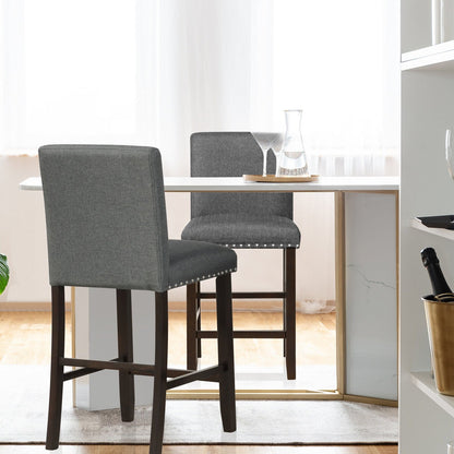 Set of 2 Linen Fabric Bar Stools with Back for Kitchen Island, Gray Bar Stools   at Gallery Canada