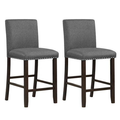 Set of 2 Linen Fabric Bar Stools with Back for Kitchen Island, Gray Bar Stools   at Gallery Canada