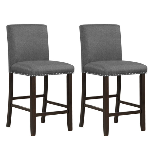 Set of 2 Linen Fabric Bar Stools with Back for Kitchen Island, Gray