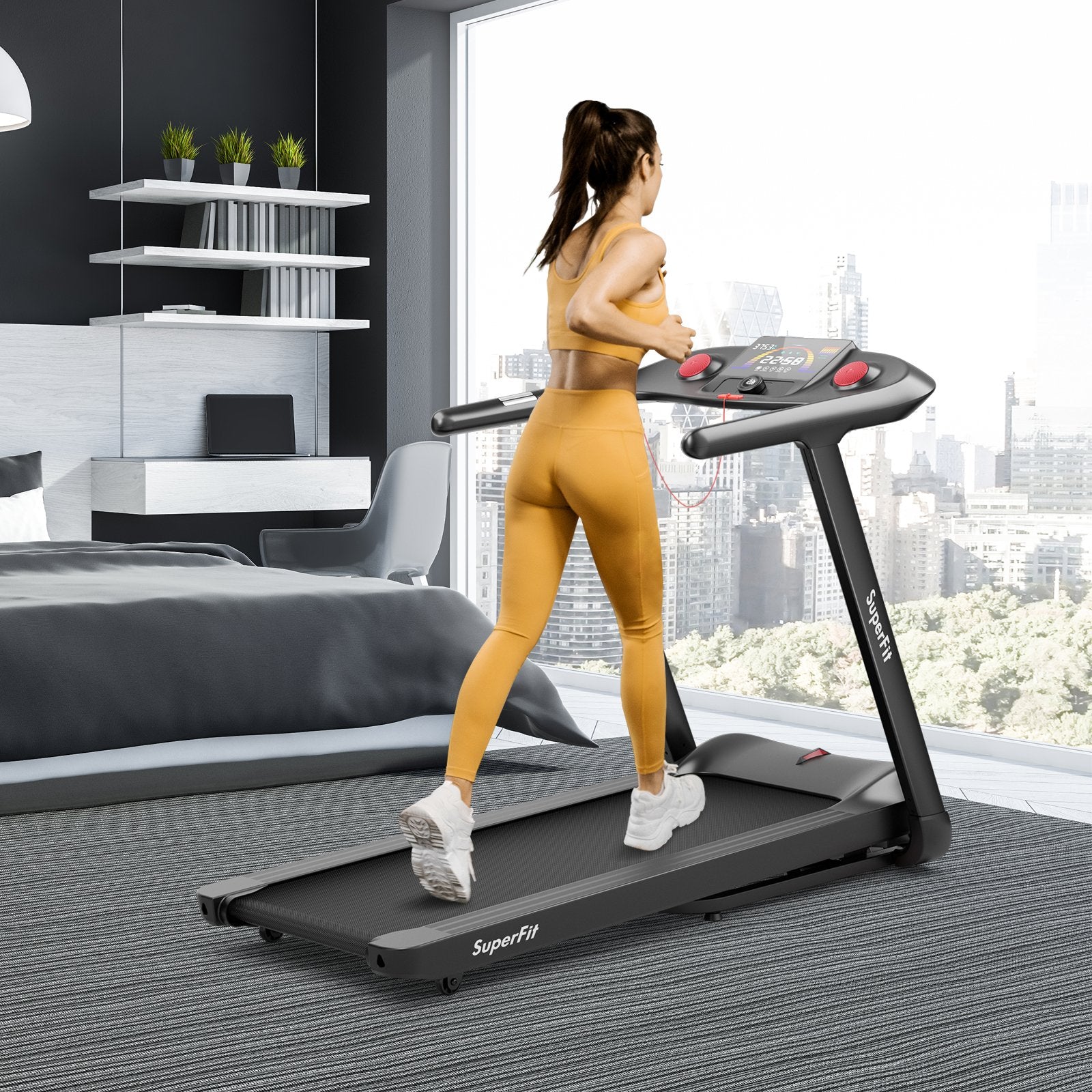 4.75 HP Treadmill with APP and Auto Incline for Home and Apartment, Black Treadmills   at Gallery Canada