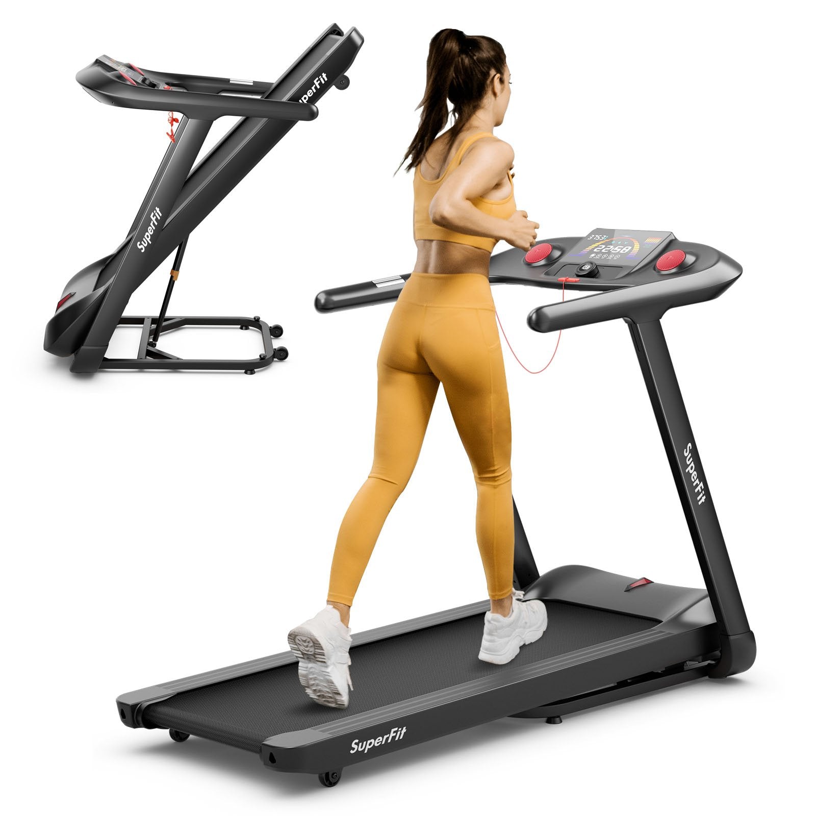 4.75 HP Treadmill with APP and Auto Incline for Home and Apartment, Black Treadmills   at Gallery Canada