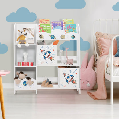 Wooden Children Storage Cabinet with Storage Bins, White Kids Storage   at Gallery Canada