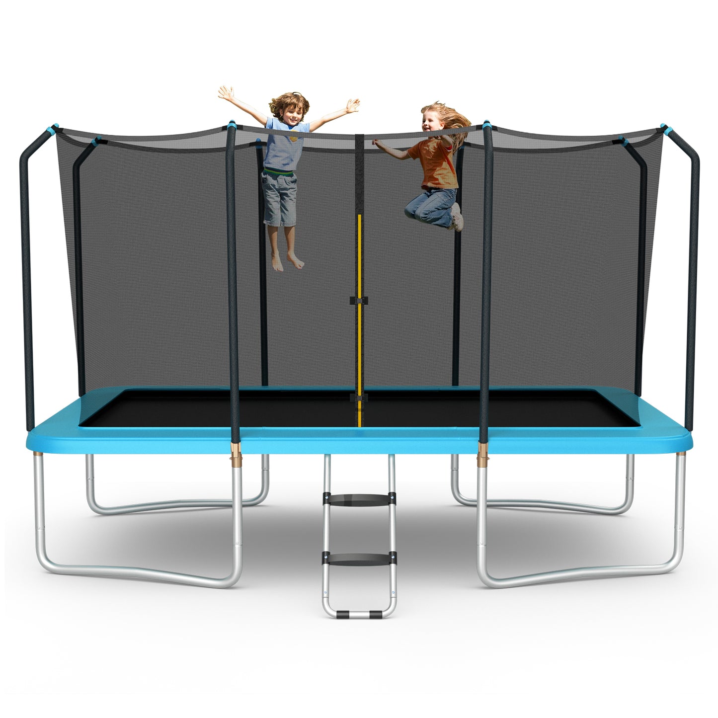 8 x 14 Feet Rectangular Recreational Trampoline with Safety Enclosure Net and Ladder, Blue Trampolines Blue  at Gallery Canada