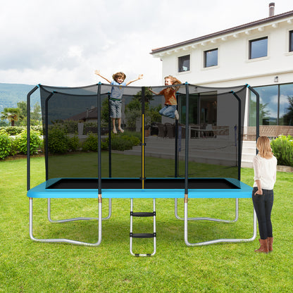 8 x 14 Feet Rectangular Recreational Trampoline with Safety Enclosure Net and Ladder, Blue Trampolines   at Gallery Canada