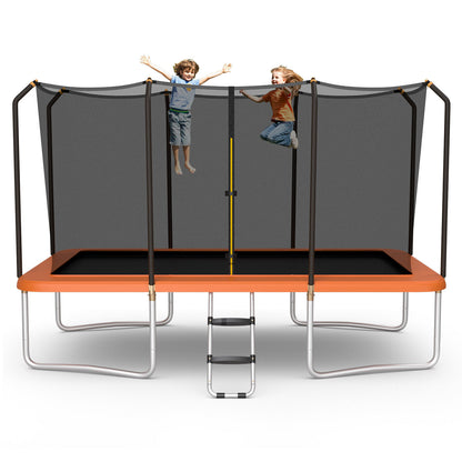 8 x 14 Feet Rectangular Recreational Trampoline with Safety Enclosure Net and Ladder, Orange Trampolines Orange  at Gallery Canada