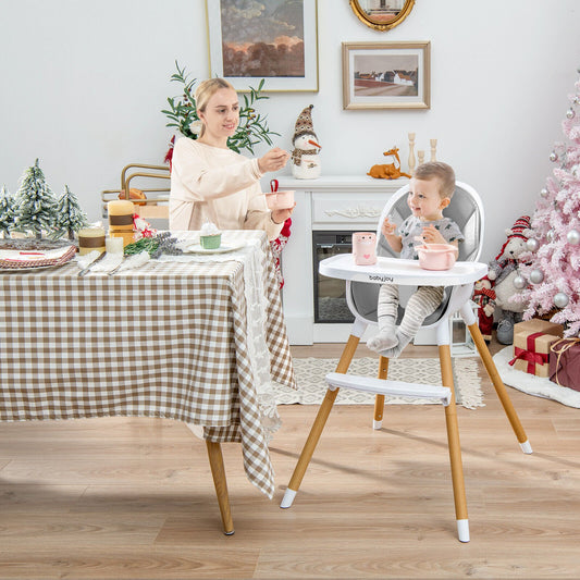 4-in-1 Convertible Baby High Chair Infant Feeding Chair with Adjustable Tray, Gray - Gallery Canada