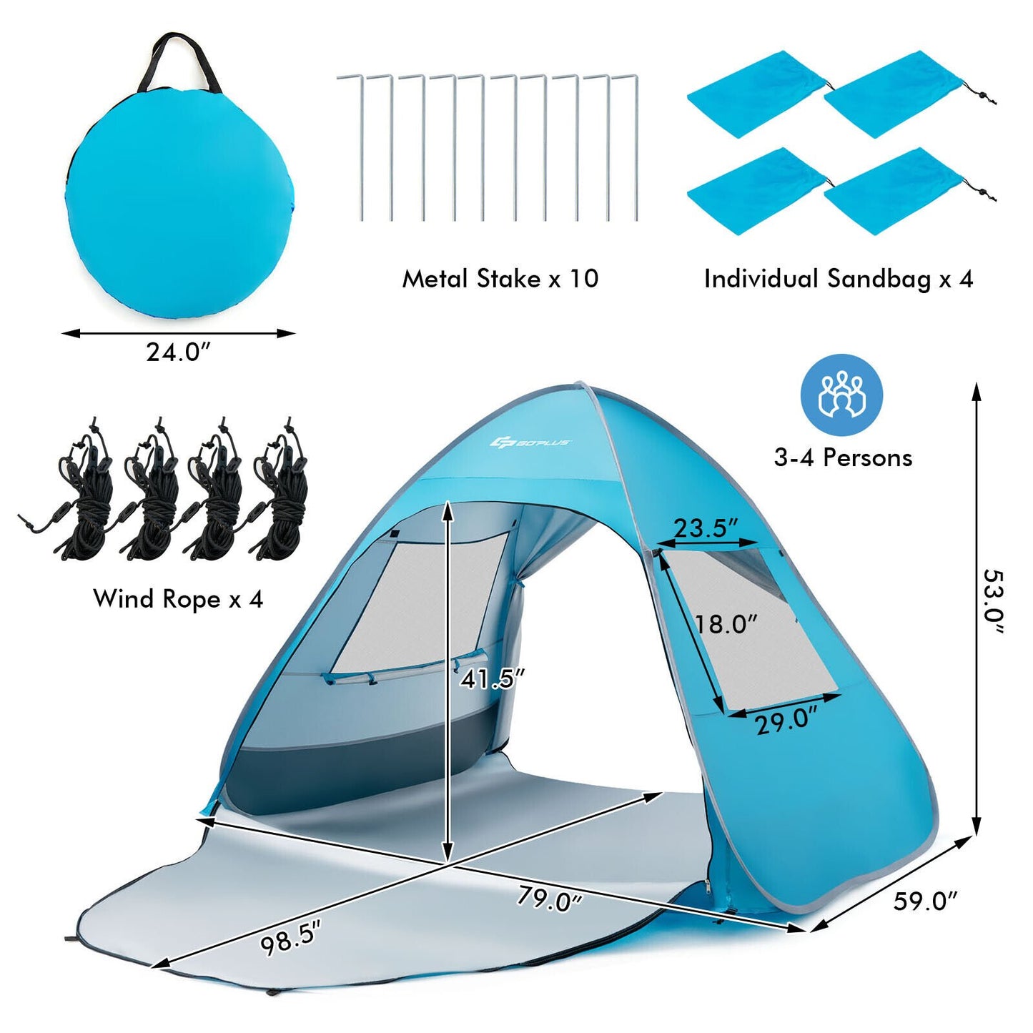 Automatic Pop-up Beach Tent with Carrying Bag, Blue Tents   at Gallery Canada