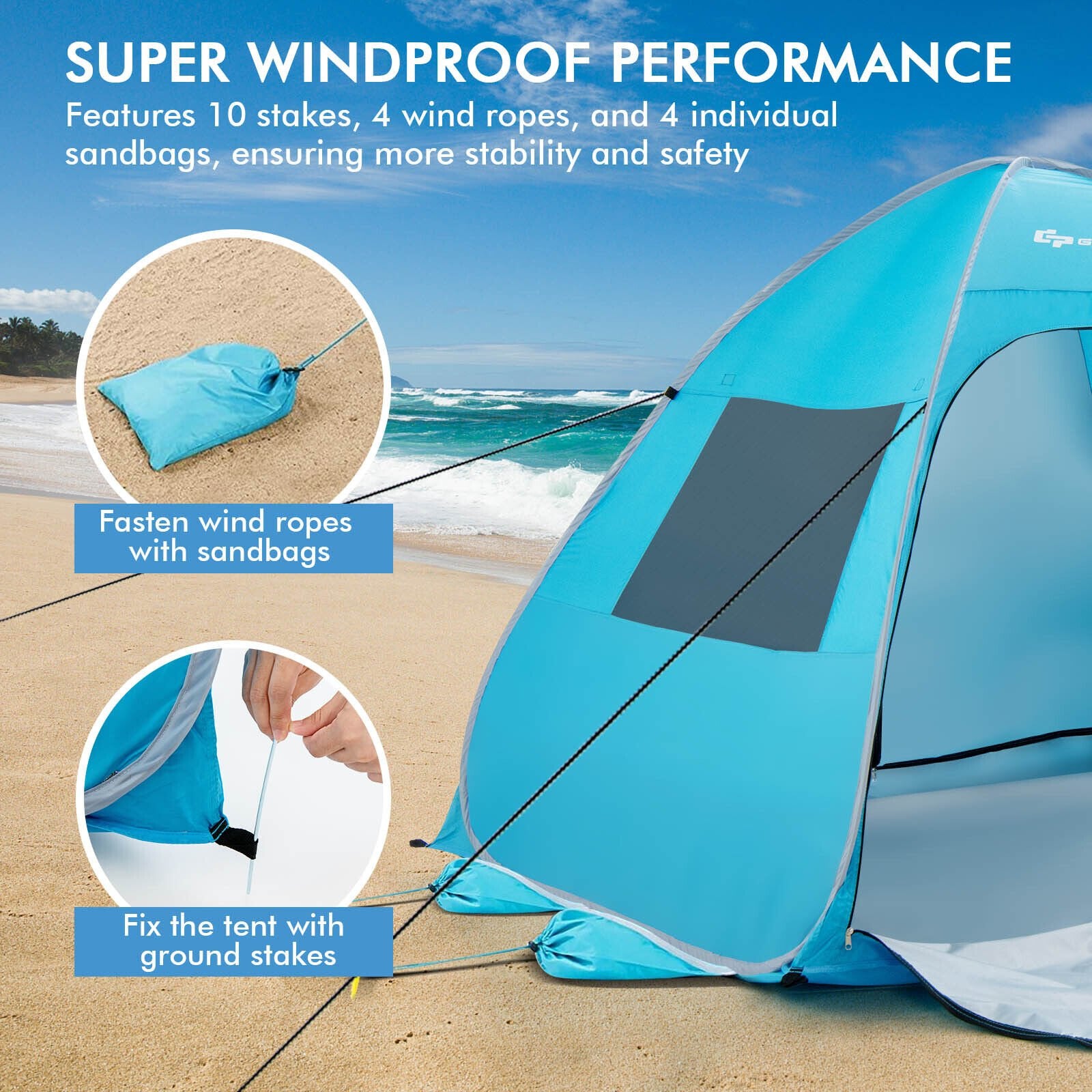 Automatic Pop-up Beach Tent with Carrying Bag, Blue Tents   at Gallery Canada