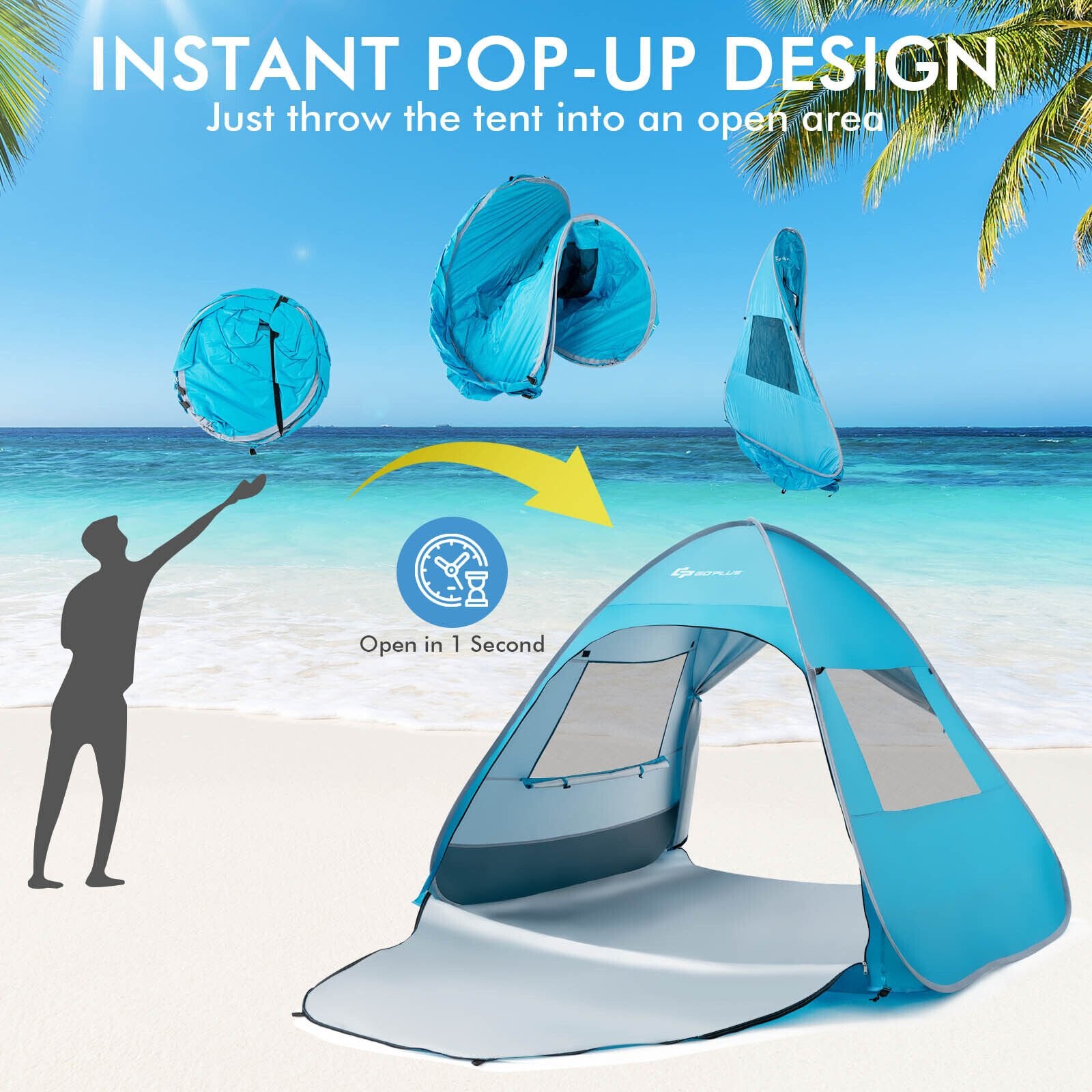 Automatic Pop-up Beach Tent with Carrying Bag, Blue Tents   at Gallery Canada